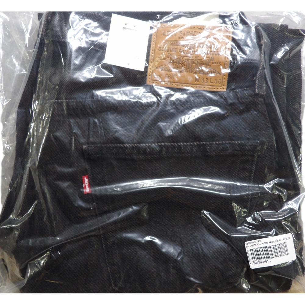 NWT Levi's Premium 568 Loose Straight Jeans Men W33xL30 Black Denim Welcome Rode